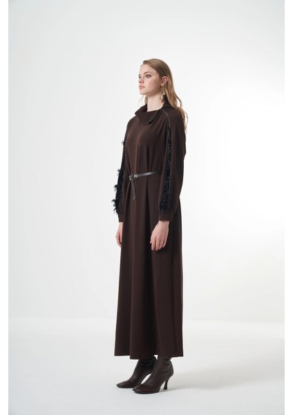 Kadife Detaylı Elbise Kahve 38800 modelleri