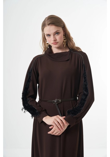 Kadife Detaylı Elbise Kahve 38800 indirimleri