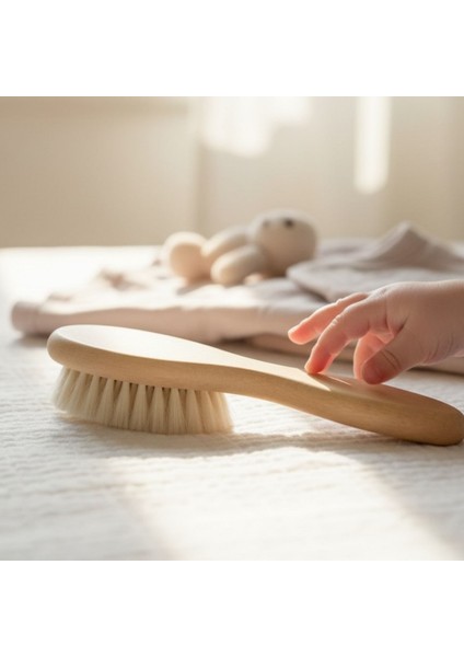 Doğal Keçi Kılı Bebek Saç Fırçası Masaj Etkili