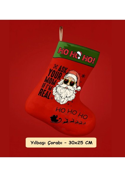 Yılbaşı Çorabı Real Ho Ho Ho – Noel Baba Dekoratif Duvar Aksesuarı | Yeni Yıl Ev Süslemesi fiyatları