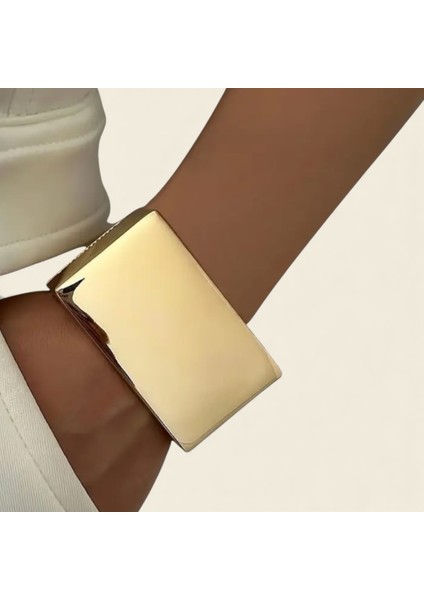 Altın Kaplama Çelik Geniş Kadın Kelepçe