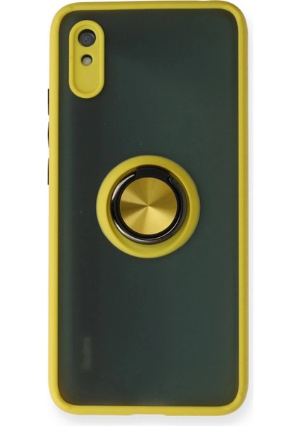 Xiaomi Redmi 9A Kılıf Montreal Yüzüklü Silikon Kapak - Sarı
