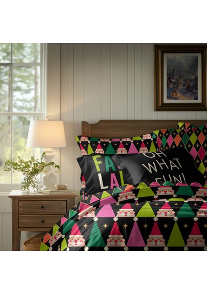 Fa La La Nevresim Takımı Çift Kişilik - Yılbaşı Temalı – Şık Ambalajlı, Hediyeye Uygun