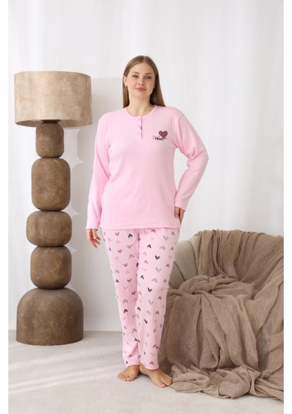 Şardonlu Interlok Kumaş Büyük Beden Kışlık Kadın Pijama Takımı 1160