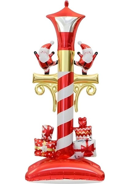 Yılbaşı Partisi Ayaklı Sokak Lambası ve Noel Baba Şekilli Folyo Balon