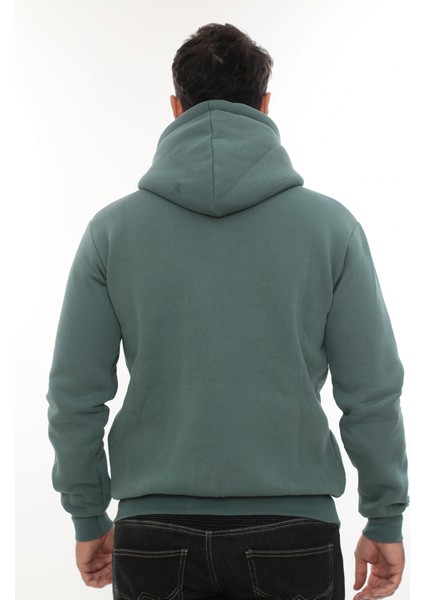 Erkek Petrol Standart Fit Normal Kesim Içi Polarlı Tam Fermuarlı Kapüşonlu Pamuklu Sweatshirt modelleri