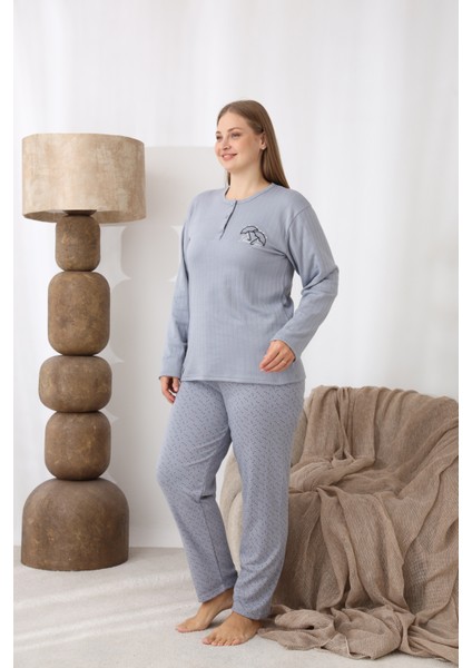Şardonlu Interlok Kumaş Büyük Beden Kışlık Kadın Pijama Takımı 1160 fiyatları
