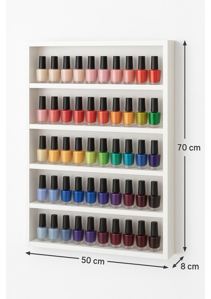 Ahşap Oje Rafı - Biblo, Takı, Aksesuar Rafı 50*70 cm