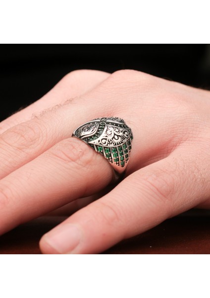 Sonsuzluk Tasarım Zirkon Taşlı 925 Ayar Gümüş Erkek Yüzük