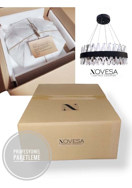 Çapraz Taşlı Lüx Led Avize (Siyah) modelleri