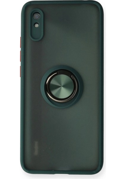 Xiaomi Redmi 9A Kılıf Montreal Yüzüklü Silikon Kapak - Yeşil