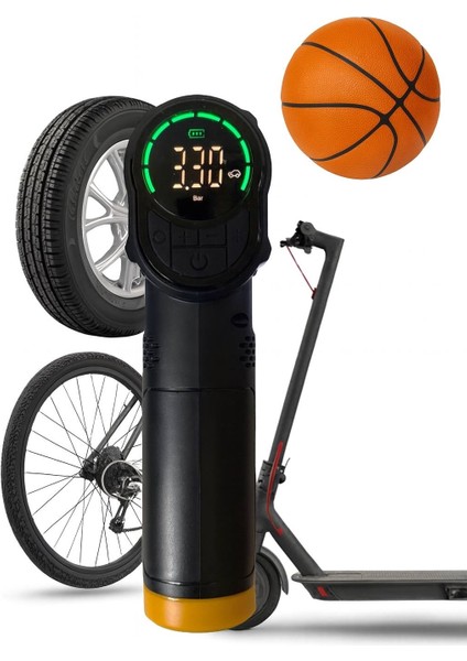 Oto Lastik Pompası Hava Kompresörü Araç/ Motosiklet/ Bisiklet Tekerlek Pompası Şarjlı LED Ekranlı fırsatları