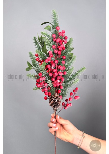 Karlı Kokina 80 cm 120 Meyveli ve Kozalaklı Yılbaşı Bitkisi Tek Dal modelleri