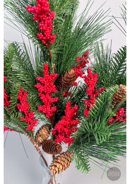 Kokina 80 cm Bol Meyveli ve Kozalaklı Yılbaşı Bitkisi Tek Dal fiyatları