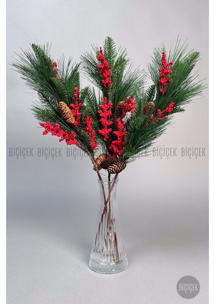 Kokina 80 cm Bol Meyveli ve Kozalaklı Yılbaşı Bitkisi Tek Dal modelleri