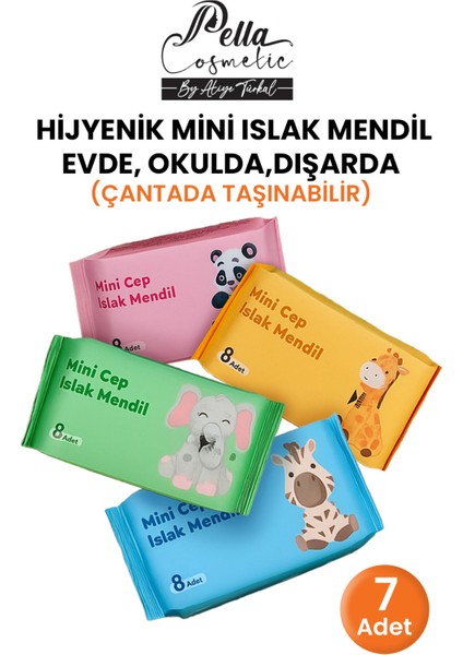 Taşınabilir Hijyen Seti 8'li Islak Mendil (7 Mini Paket)