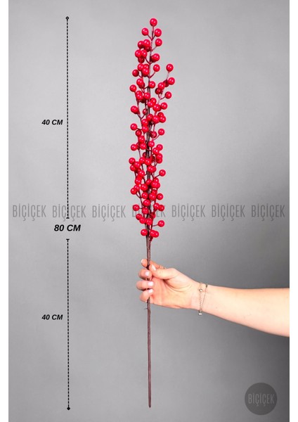 Kokina 80 cm 108 Meyveli Yılbaşı Bitkisi Tek Dal