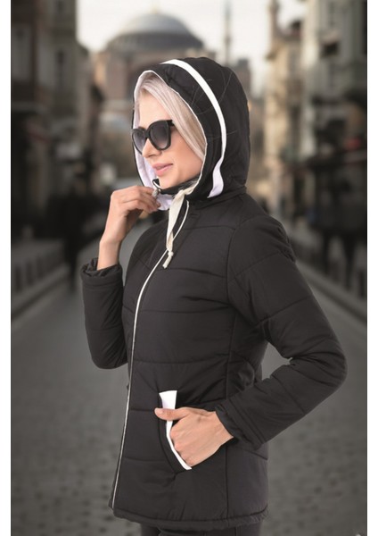 Kapüşonlu Kışlık Kadın Şişme Kısa Mont fırsatları