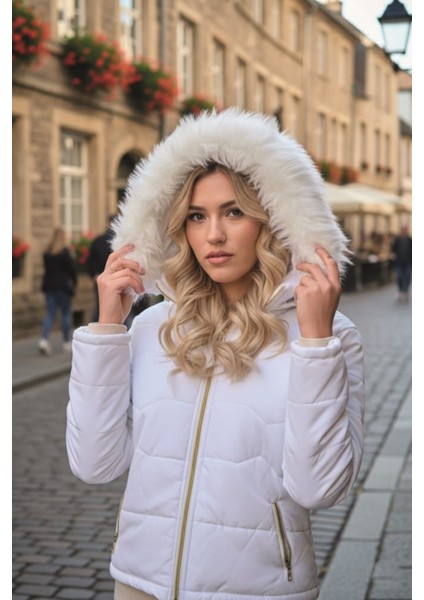 Günlük Kürklü Şişme Kadın Mont modelleri