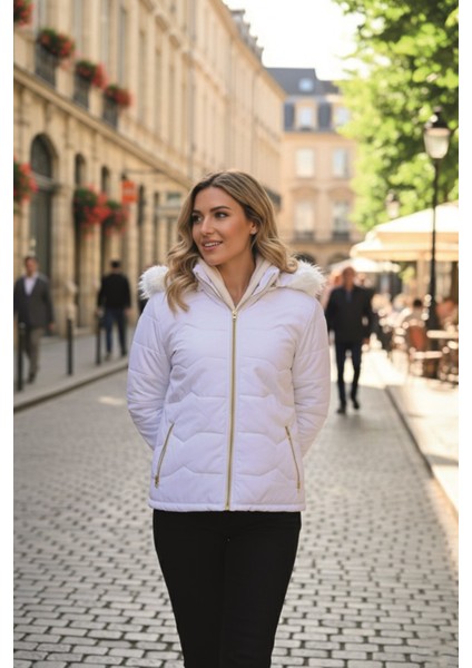 Günlük Kürklü Şişme Kadın Mont