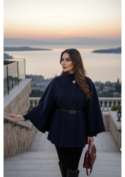 Gold Detaylı Kaşe Pelerin Panço 6100 fırsatları