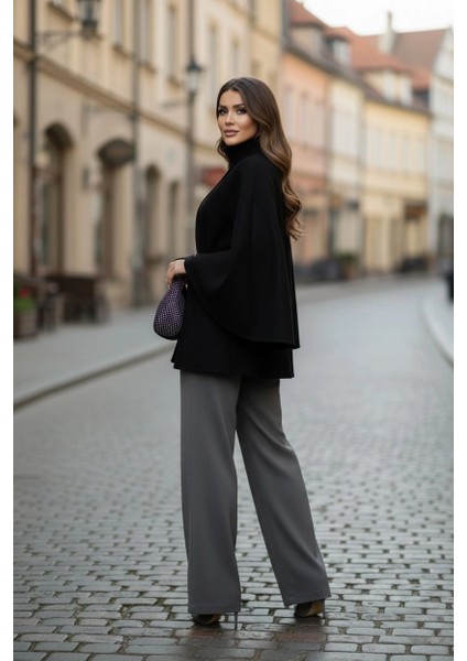 Gold Detaylı Kaşe Pelerin Panço 6100 fırsatları