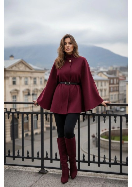 Gold Detaylı Kaşe Pelerin Panço 6100 fırsatları