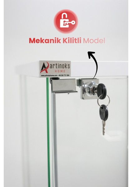 7 RAFLI KİLİTLİ LEDLİ BEYAZ (Gümüşlük, Büfe, Koleksiyon, Sunu, Sergi, Kitaplık) fiyatları