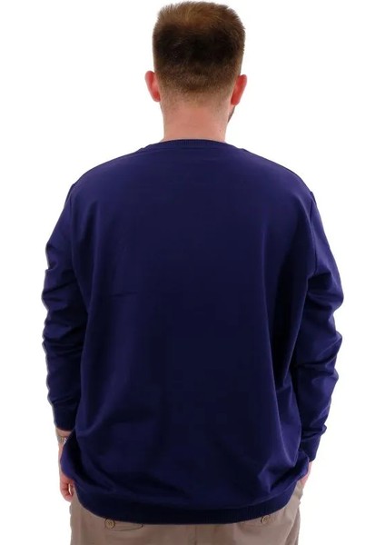 Büyük Beden Erkek Bisiklet Yaka Basic Sweatshirt U24174 Indigo fırsatları