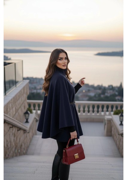 Gold Detaylı Kaşe Pelerin Panço 6100 modelleri