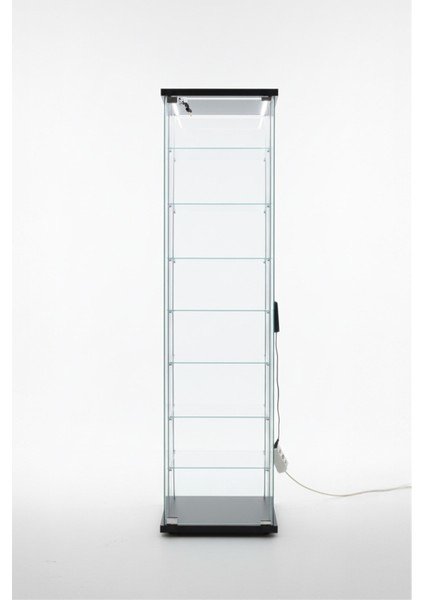 7 RAFLI KİLİTLİ LEDLİ SİYAH CAM VİTRİN (Gümüşlük, Büfe, Koleksiyon, Sunu, Sergi, Kitaplık) fiyatları