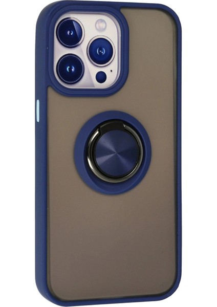 iPhone 15 Pro Max Kılıf Montreal Yüzüklü Silikon Kapak - Lacivert modelleri