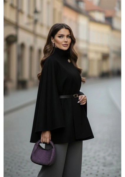 Gold Detaylı Kaşe Pelerin Panço 6100 fiyatları