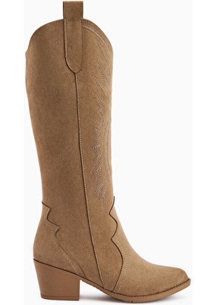 Hero Vizon Süet Kovboy Çizme Kadınlar İçin Şık Tasarım 6 Cm Topuk Yüksekliği