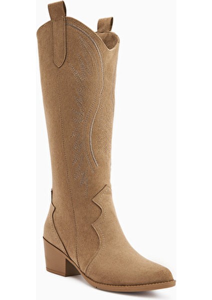 Hero Vizon Süet Kovboy Çizme Kadınlar İçin Şık Tasarım 6 Cm Topuk Yüksekliği
