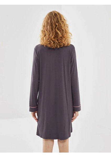 Lcw Dream Antrasit Gömlek Yaka Kadın Gecelik fırsatları