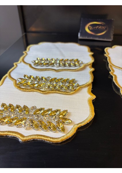 Gold Taşlı 6'lı Kokteyl Peçetesi