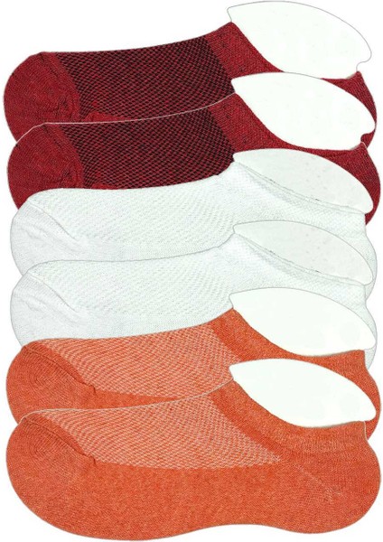 6 Adet Çocuk Sneaker Patik Çorap Bordo Beyaz Turuncu