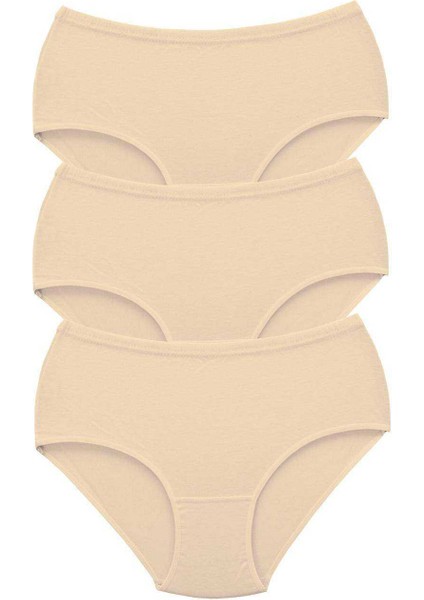 3 Adet Tutku Kadın Yüksek Bel Bato Kalın Lastik Külot Ten