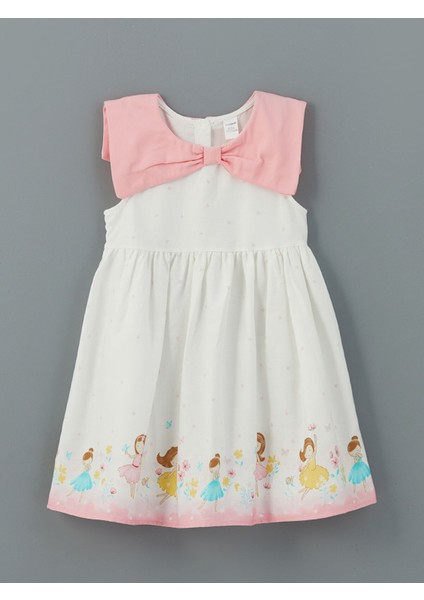 Yeni Sezon Bisiklet Yaka Kurdele Detaylı Kız Çocuk Elbise