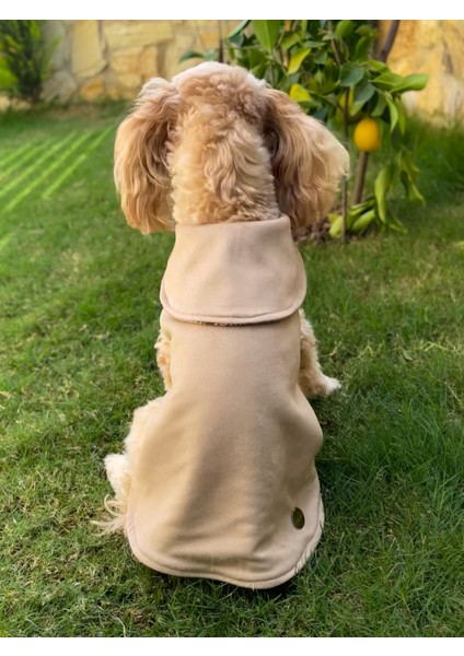 Écru Çift Taraflı Su Geçirmez Süet Köpek Kabanı -Köpekmontu fırsatları