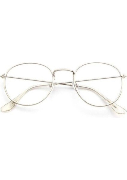 Ince Gümüş Oval Çerçeve Şeffaf Güneş Gözlüğü