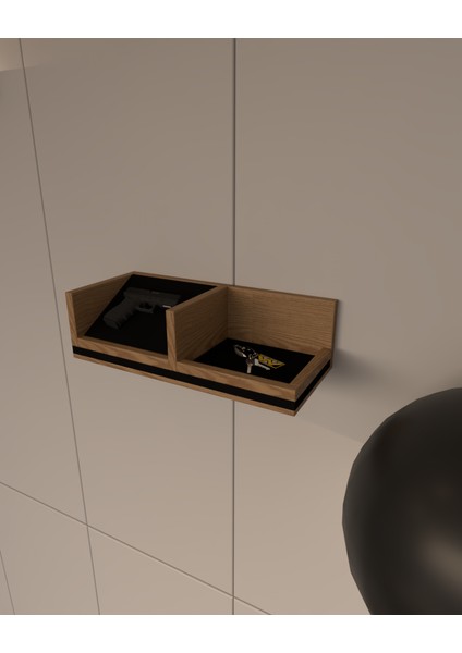 Tabanca Rafı | Anahtar, Cüzdan Yuvalı | Kadife ve %100 Mdf