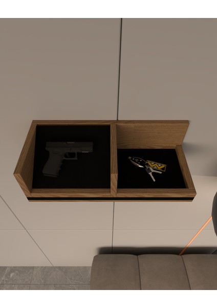 Tabanca Rafı | Anahtar, Cüzdan Yuvalı | Kadife ve %100 Mdf fırsatları