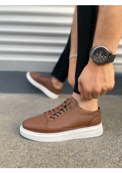JY0535 Prime Bağcıklı Cilt Erkek Günlük Sneaker Ayakkabı Cbt - Taba modelleri