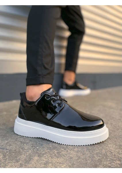 JY03 Luxor Bağcıklı Rugan Erkek Günlük Spor Klasik Ayakkabı Rbt - Siyah