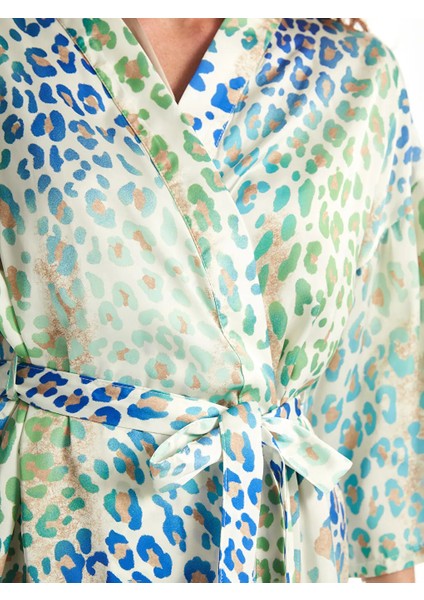 Lcw Dream Ekru Şal Yaka Desenli Saten Kadın Sabahlık modelleri