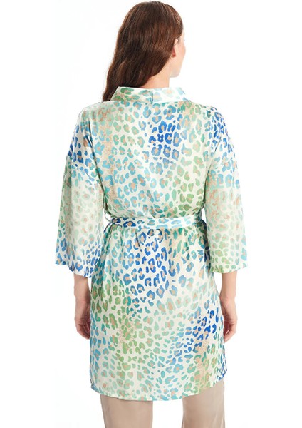 Lcw Dream Ekru Şal Yaka Desenli Saten Kadın Sabahlık fırsatları