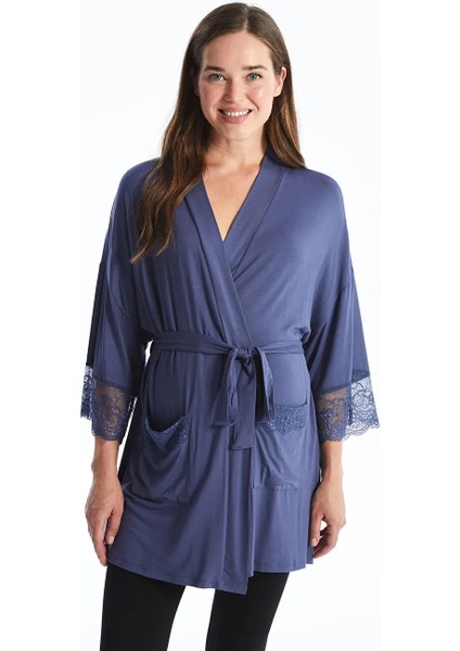 Lcw Dream Mor Şal Yaka Dantel Detaylı Hamile Sabahlık