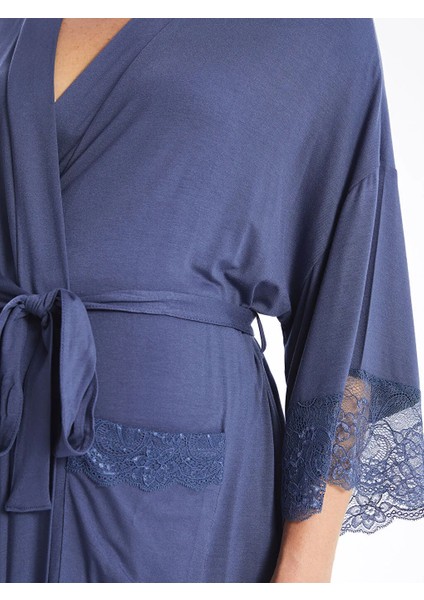 Lcw Dream Mor Şal Yaka Dantel Detaylı Hamile Sabahlık modelleri